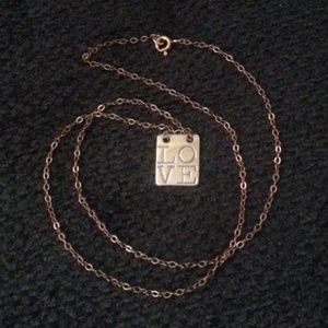Sterling LOVE tag on gold chain 18" necklace